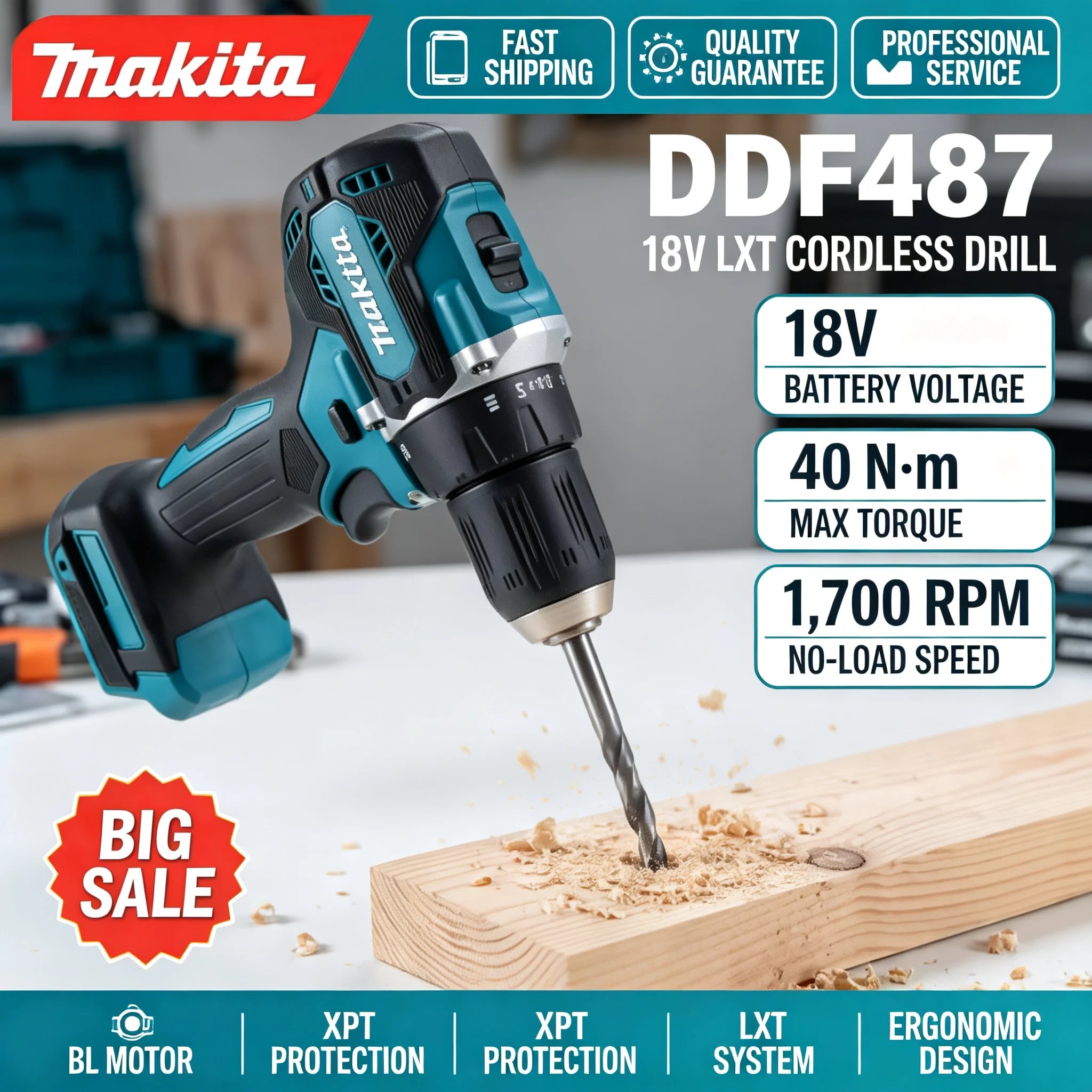 Makita DDF487 – akumulatorowa  – Brushless Cordless Electric Drill 18V recenzja i cena